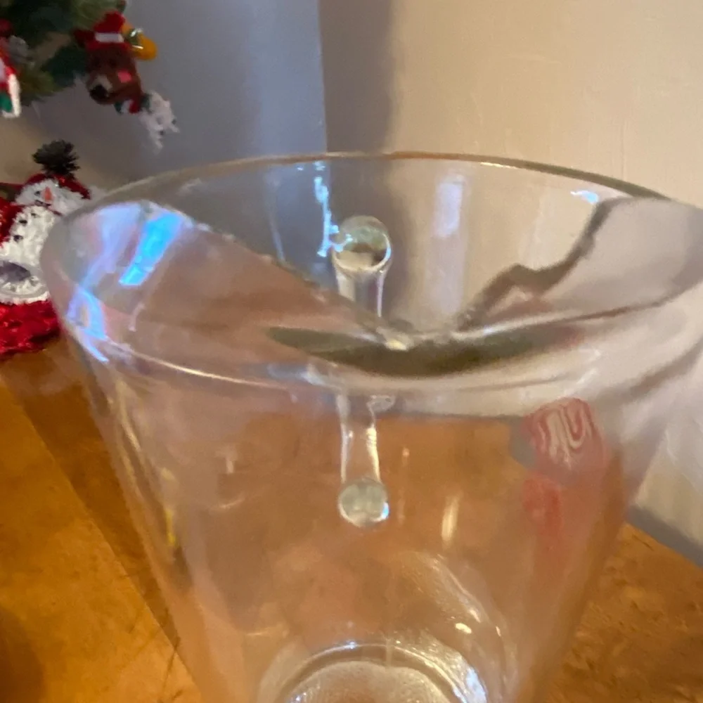Vintage Heavy Glass Falstaff Beer Pitcher Broken Top